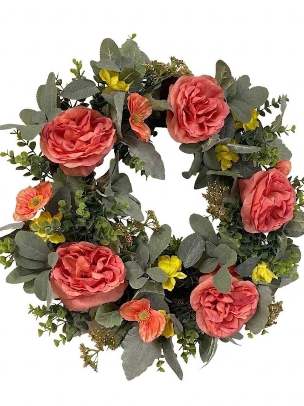 Orange Rose Ranunculus Wreath - Picture 2 of 11